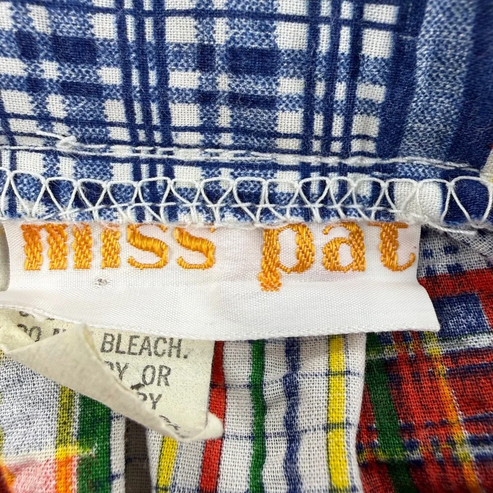 Vintage 70's Patchwork Plaid Ruffle Midi Skirt Boho Romantic Folk, High Waist - Picture 4 of 15